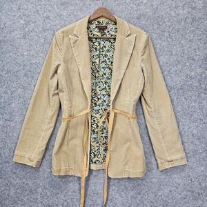 Vintage Corduroy Blazer Women XS 2 Tan Belted Jacket Work Y2K Academia BARAMI